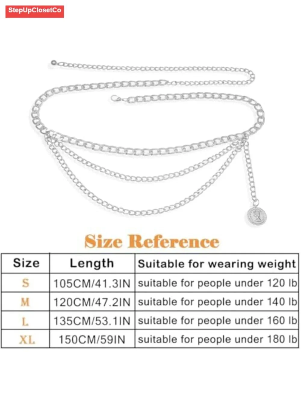 Multilayer Waist Chain Metal Chain Belt for Women - Adjustable Hip Belly Chain